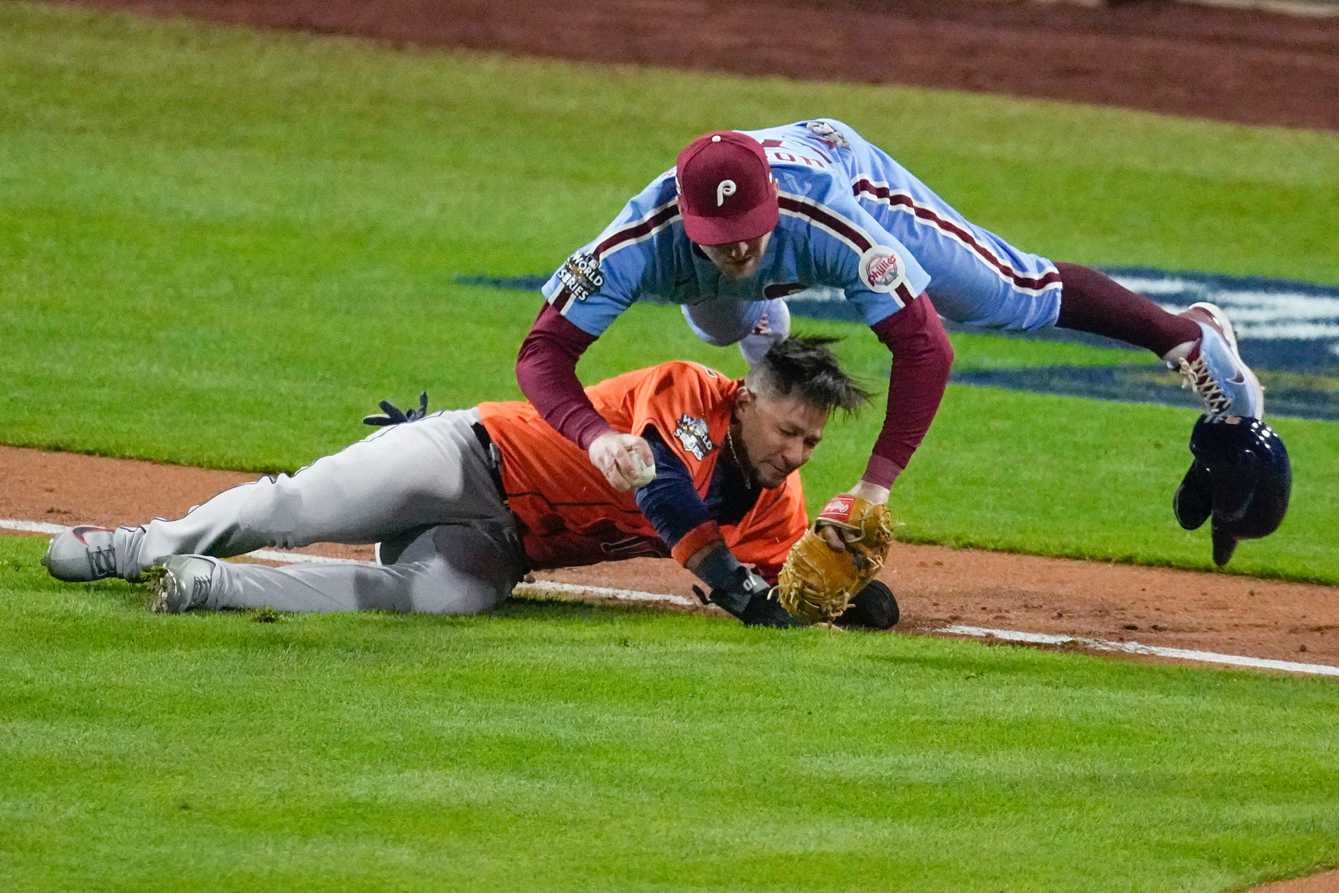 WATCH: Yuli Gurriel Exits World Series Game 5 After Colliding with Rhys  Hoskins - Fastball