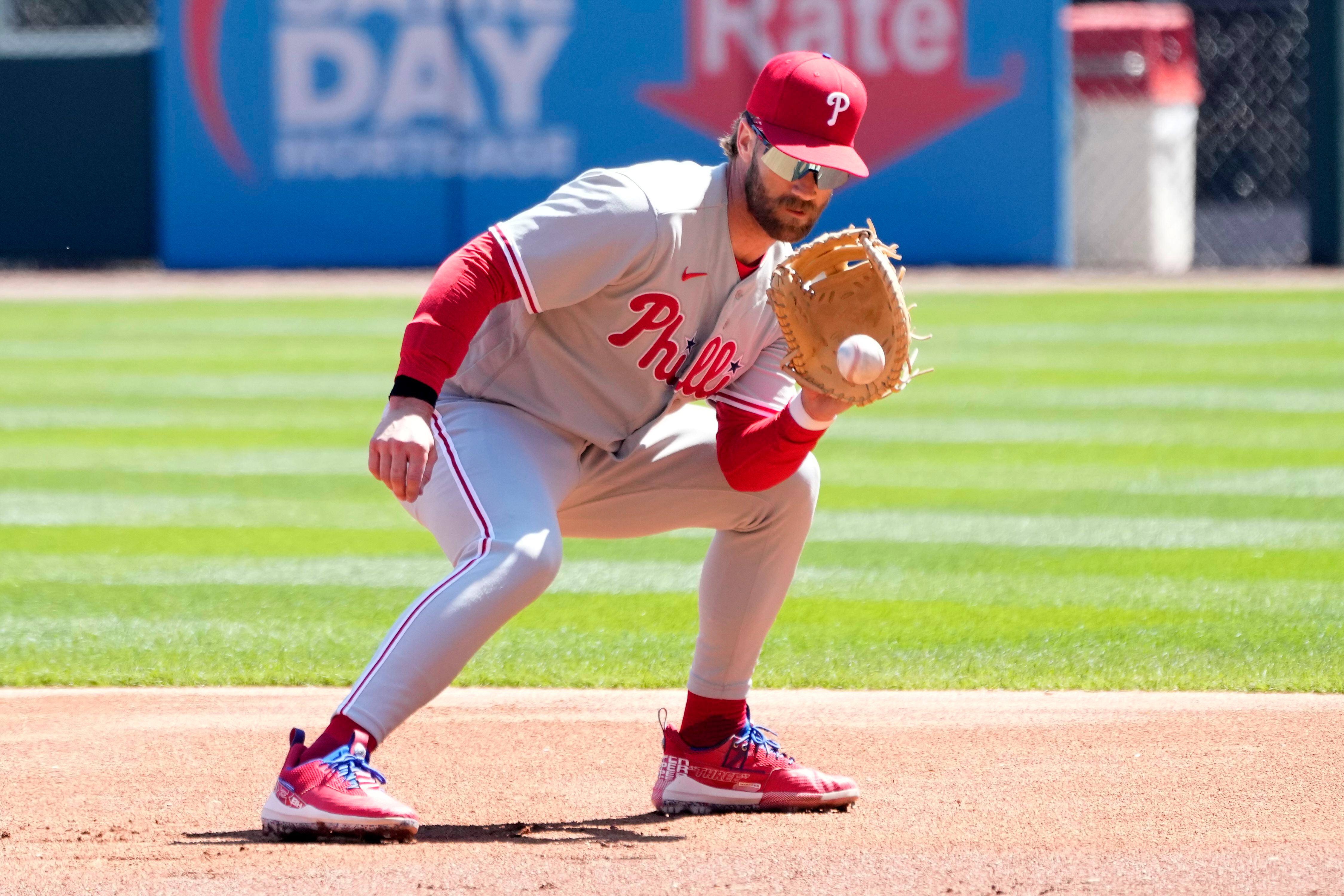Phillies slide star Bryce Harper over to first base as team