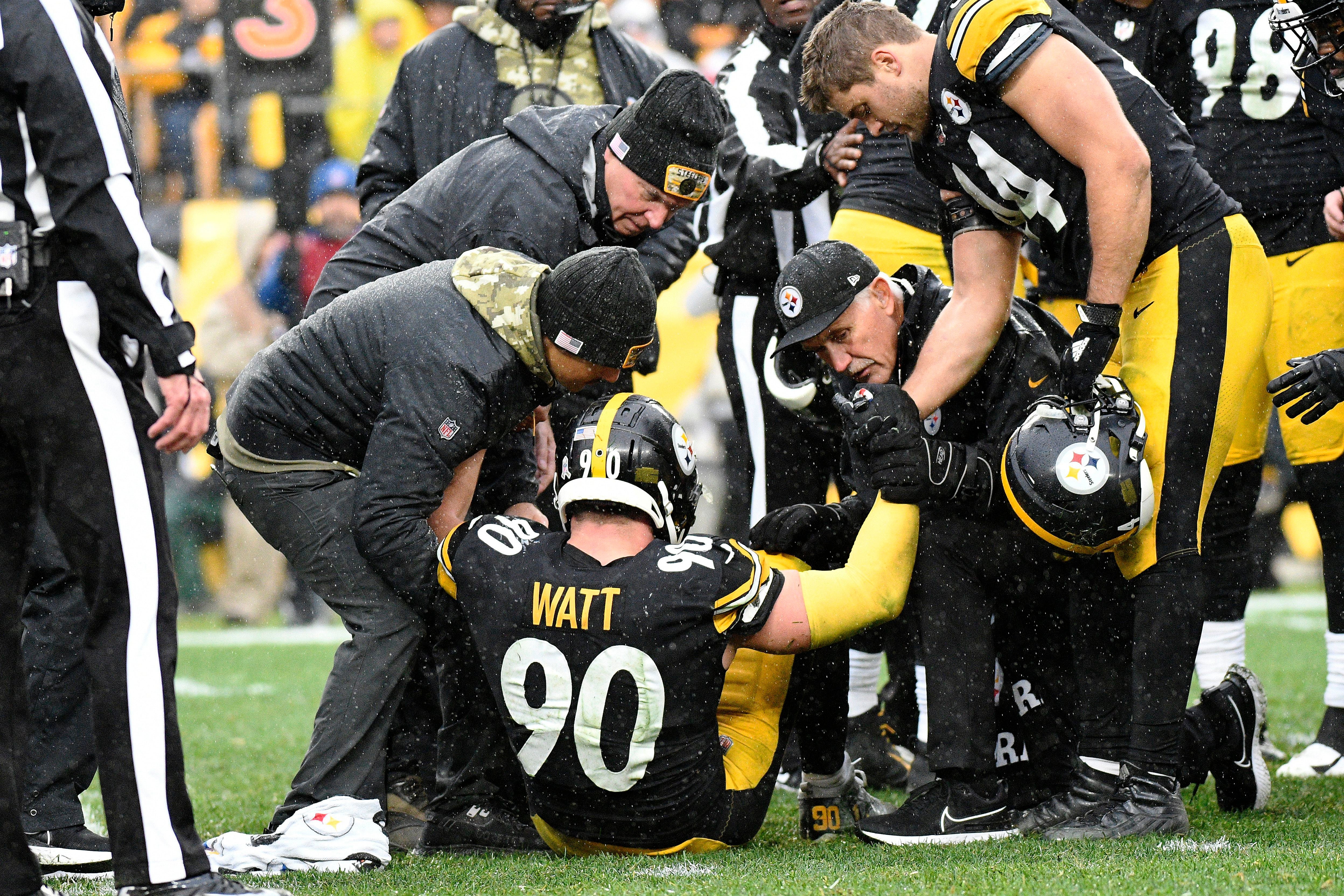 Steelers LB T.J. Watt suffers hip, knee injuries in tie with Lions