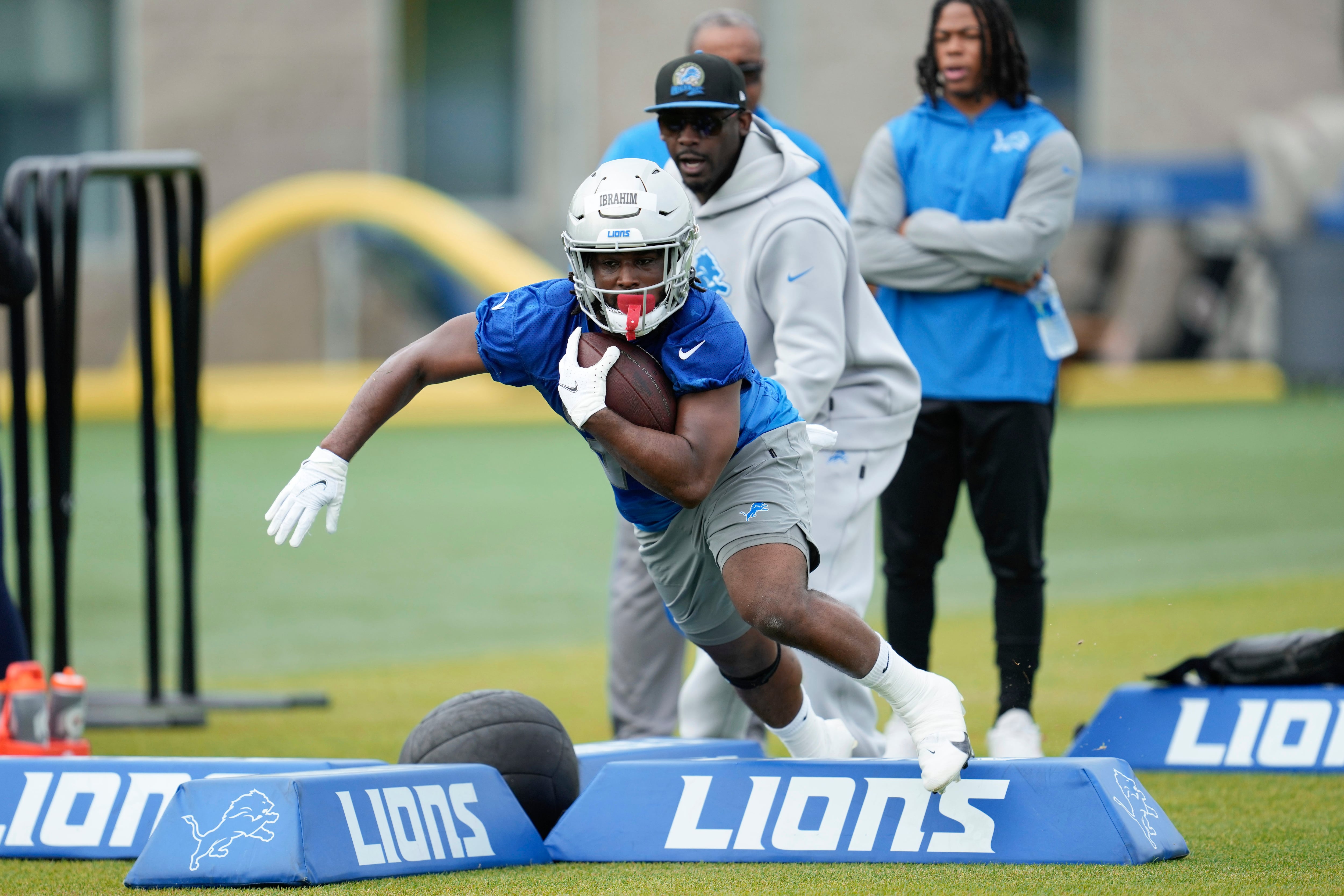 Brian Branch speaks to the media during rookie minicamp 