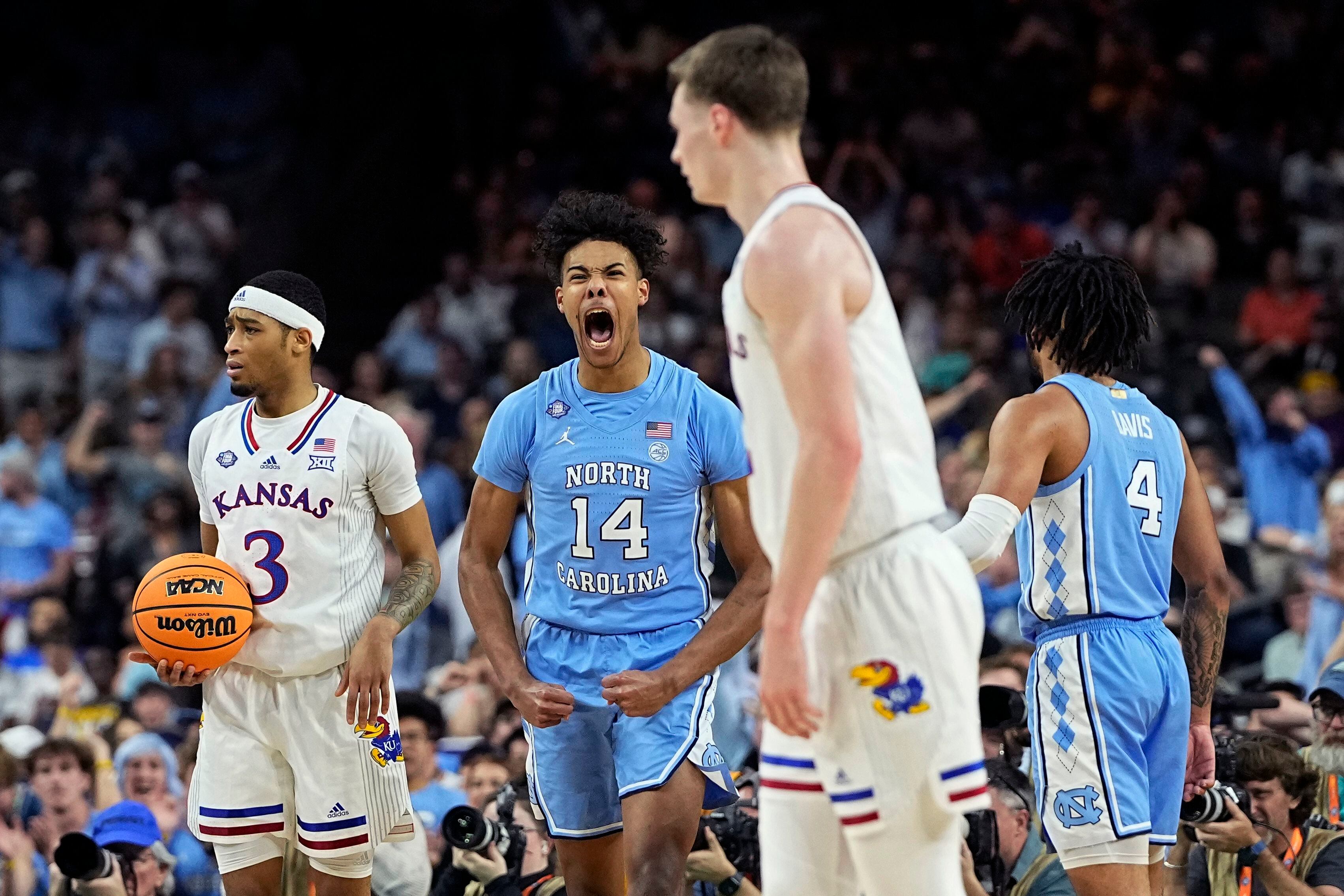 Kansas Jayhawks beat Tar Heels, 72-69, in NCAA men's title game