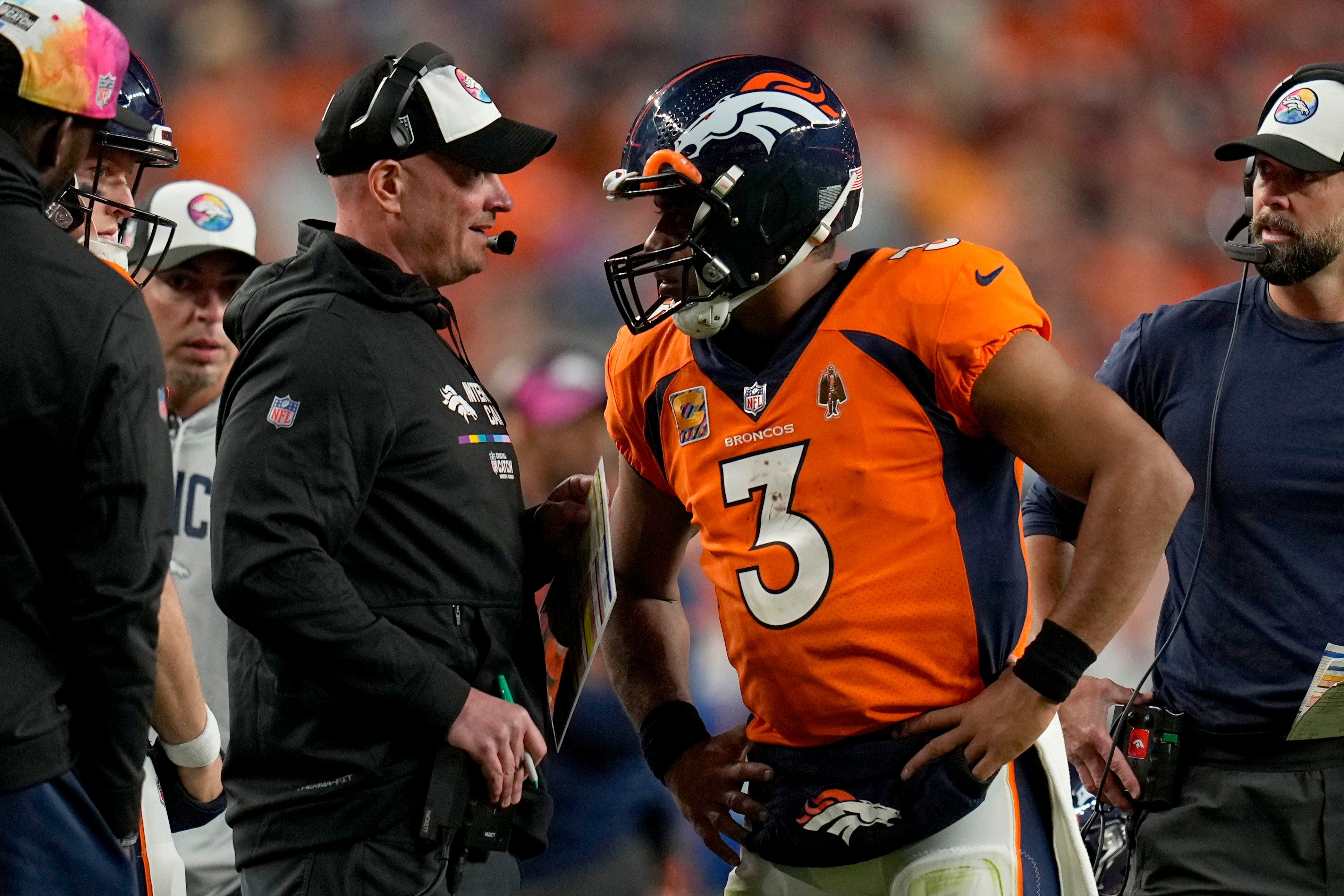 Denver Broncos safety Caden Sterns (30) leaves the field after an NFL  football game against the Indianapolis Colts, Thursday, Oct. 6, 2022, in  Denver. The Colts defeated the Broncos 12-9 in overtime. (