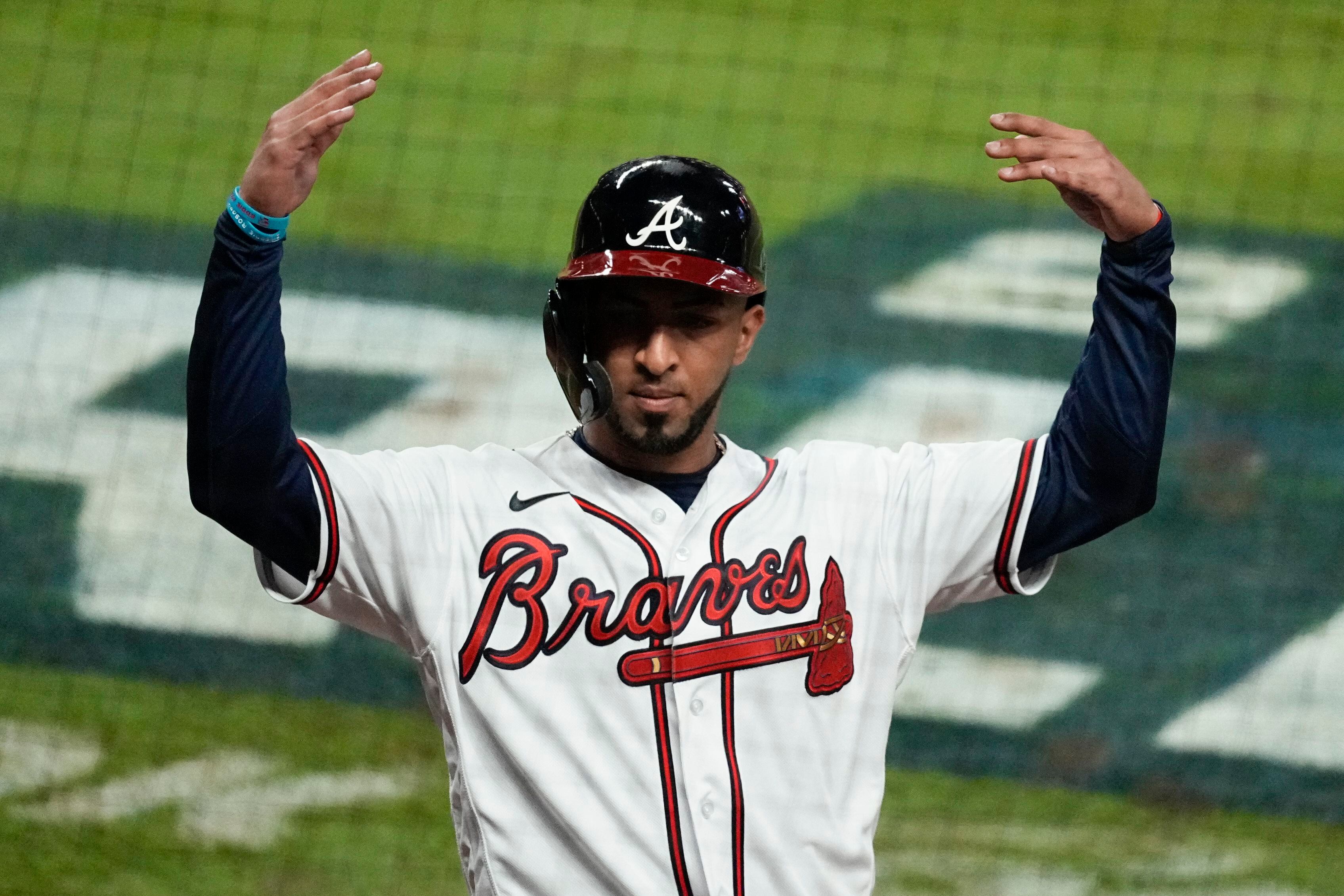 July 04, 2019: Atlanta Braves infielder Ozzie Albies heads to first base  after hitting a single during the eighth inning of a MLB game against the  Philadelphia Phillies at SunTrust Park in